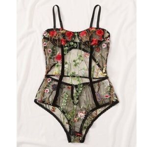 Floral Embroidered Sheer Bodysuit 🌹